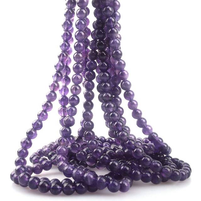 "ICAI Beads 8mm Natural Amethyst Stone Round Loose Stone Beads for Jewelry Making DIY Crafts Design 1 Strand 15"""""""" APPR.43-45pcs"