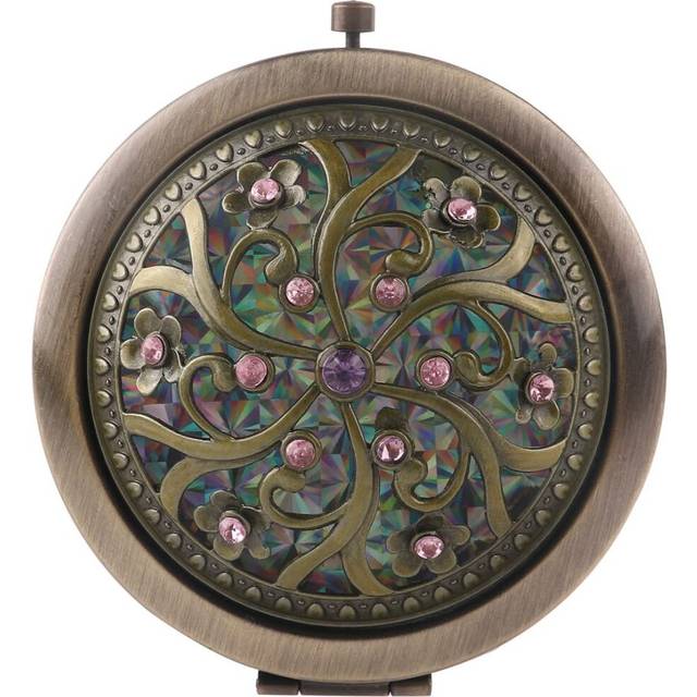 SUPVOX Circular Shaped Mini Compact Pocket Mirror Antique Round Vintage Folding Cosmetic Makeup Purse Mirror