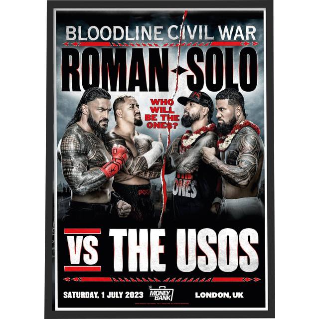 WWE MITB Bloodline Civil War Poster - Framed A3