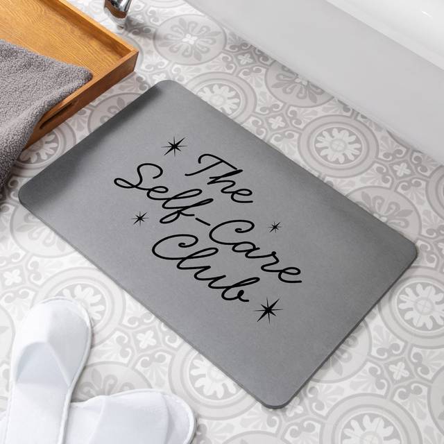 Self Care Club Pink Rectangle Non-Slip Bath Mat - Grey (39cm W)