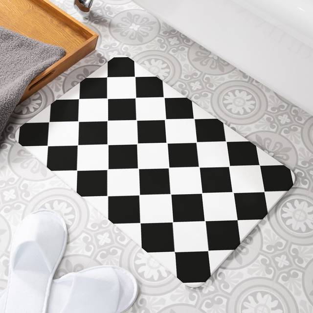 Diamond Tile Rectangle Bath Mat - White (39cm W)
