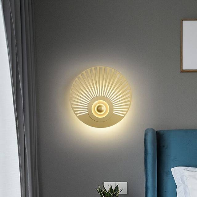 Indoor Wall Light LED Copper Circle Design Living Room Bedroom Metal Wall Lights 3000K E26 Wall Light Fixtures for Bedroom Bathroom