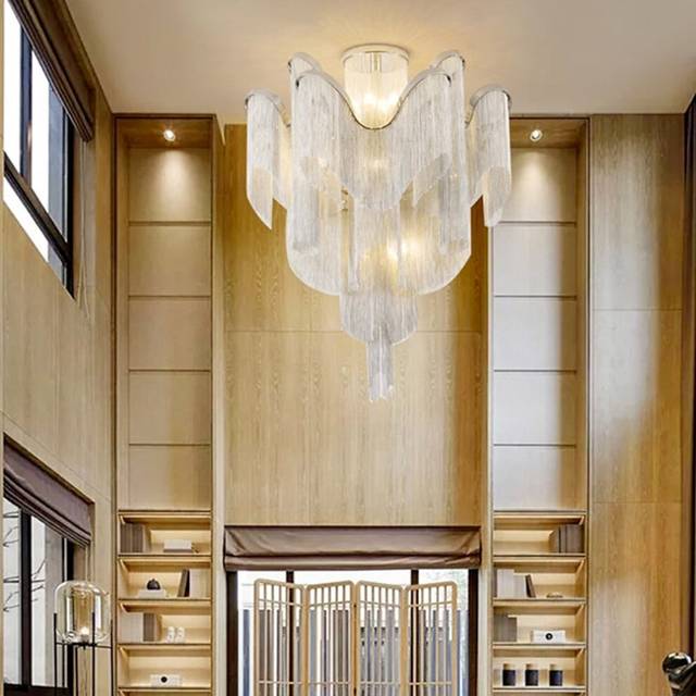 60 cm Ceiling Light Silver Tassels Flush Mount Luxury Modern Stainless Steel Metal 110-120V 220-240V