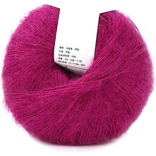 Angora Mohair Yarn, 26g Soft Mohair Cashmere Wool Knitting Yarn with A Crochet for Scarf Sweater Hat Craft Projects(dark red)