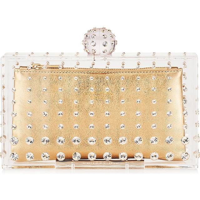 Aquazzura Tequila crystal-embellished clutch - gold (One Size)