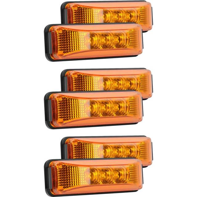 6PCS 24V 3.9Inch 3 LED Truck Trailer Front Rear LED Side Marker Lights Clearance Indicator Lamp Waterproof