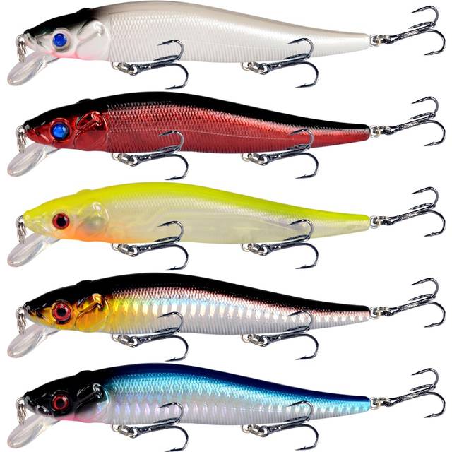 5 st. 11.5cm 14.5g Elritsa Fiskedrag Hård Beten ABS Artificiell För Bas Fiskedrag - Multifärgad (11,5 cm/14,5 g)