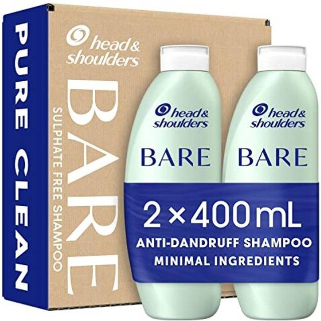 Anti dandruff Shampoo, Pure Clean, Sulphate free, 2 x 400 ml, Duo Pack. Bare Shampoo For Oily Scalp, Minimal Ingredients, Free from Dyes