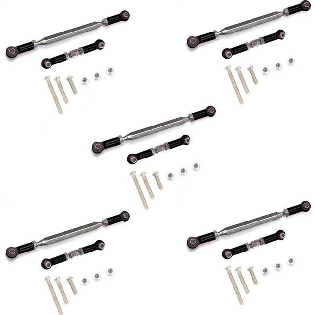 5X Metal Adjustable Steering Linkage Servo Link Pull Rod Turnbuckle for MN D90 D99 MN-90 -45 1/12 RC Car Crawler,Black
