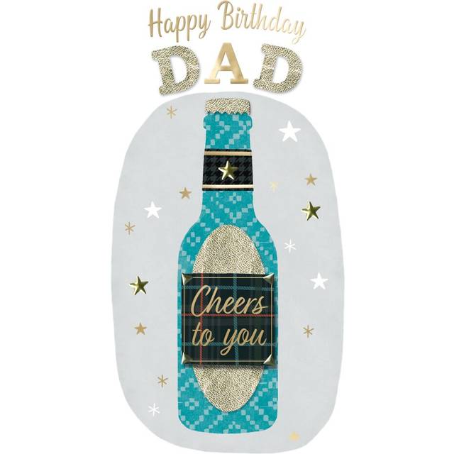 Cheers Dad Happy Birthday Card Embellished Beer Bottle Champagne Greeting Card