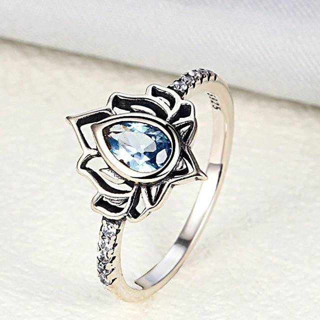 1 st Lotus Damring S925 Sterling Silver Ring med presentask (ädelstenar skickas slumpmässigt) Underbar och utsökt present till mors dag smycken för kv (7,5,9,11,6,8,10)