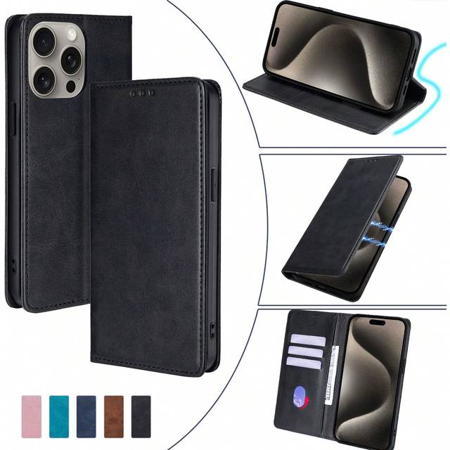 Komönster Korthållare Stativ Plånboksfodral med Flipfunktion Passar till 14 Pro Max/16E, Galaxy A34 5G, Galaxy Note20, Galaxy S20 FE, POCO X4PRO 5G, R - Svart (Multi-size)