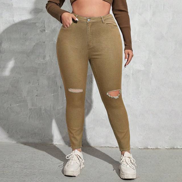 SHEIN Plus Size Distressed Skinny Jeans
