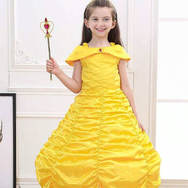 SHEIN Young Girl Yellow Pleated Detail Princess Formal Dress