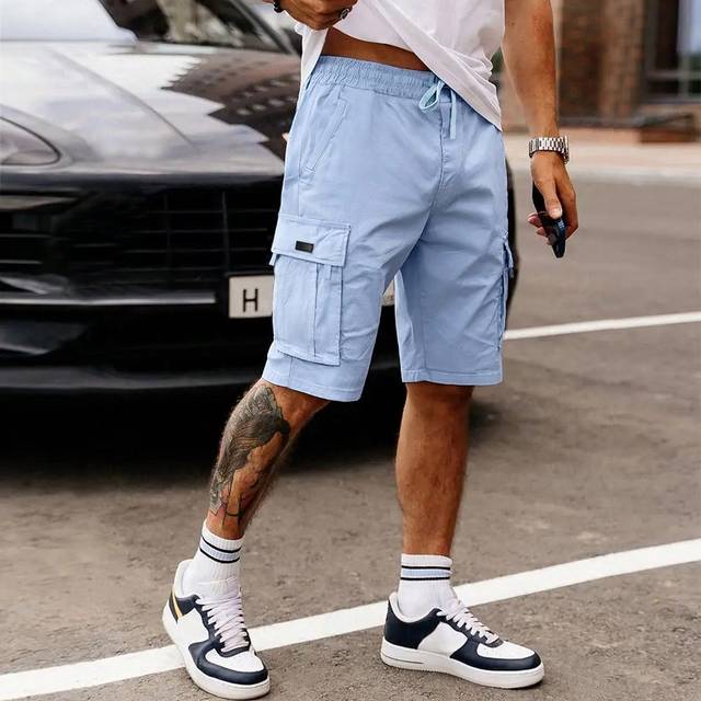 SHEIN Men&#39;s Casual Drawstring Waist Cargo Shorts With Flap Pockets, Summer