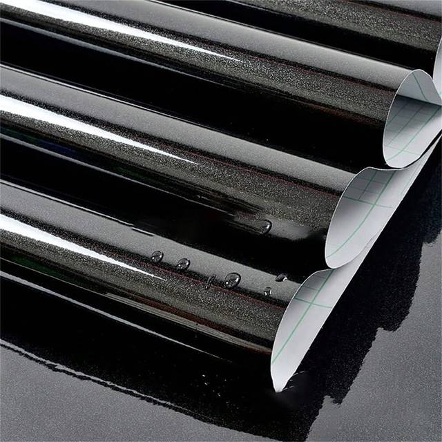 SHEIN Glossy Black Contact Paper Shiny Peel And Stick Wallpaper Glitter Countertop Contact Paper Self-Adhesive Removable Wallpaper Vinyl Decorative Kitchen