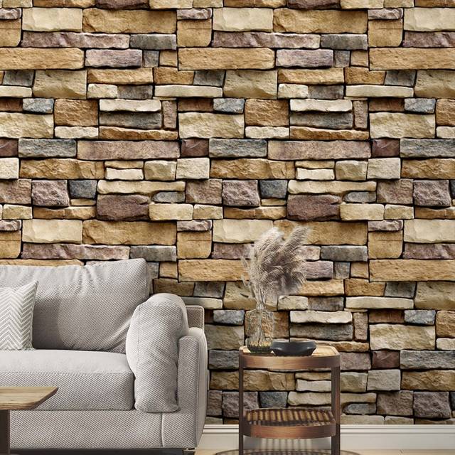 SHEIN 1pc 3d Faux Brick Stone Wall Wallpaper, Peel And Stick Self Adhesive Home Decor Stickers For Cabinets, Desks, Chairs, Room Background, Renovation Stic