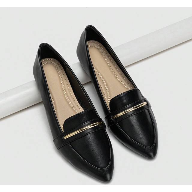 Kvinnors Spetsig tå Ballerina platta skor Lätt Bekvämt Platta Skor För Dagligt slitage Eller Balett Dans - Svart (EUR35,EUR36,EUR37,EUR38,EUR39,EUR40,EUR41,EUR42,EUR43)