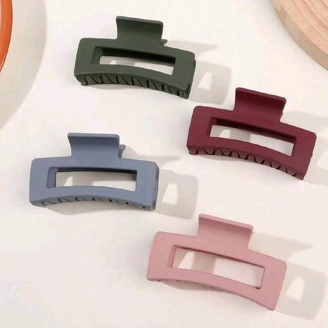 SHEIN 4pcs Square Design Large Claw Clips For Thick Hair, Sturdy Hold Jaw Hair Clips, Butterfly Hair Clips, Hair Claws Hair Clips Fashion Hair Accessories F