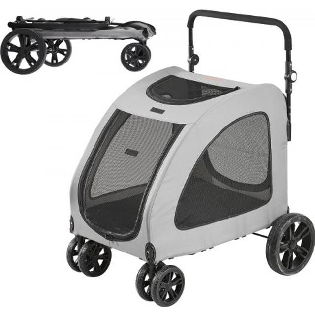 VEVOR Hundebuggy 79x91x113cm Hundewagen 73kg Tragf&#xE4;higkeit Hundetrolley Aluminium-Rahmen 600D Oxford-Gewebe Nylon-Netzfenster 4 EVA-R&#xE4;der Hundebox Tierbuggy Katzenbuggy Haustier Transport