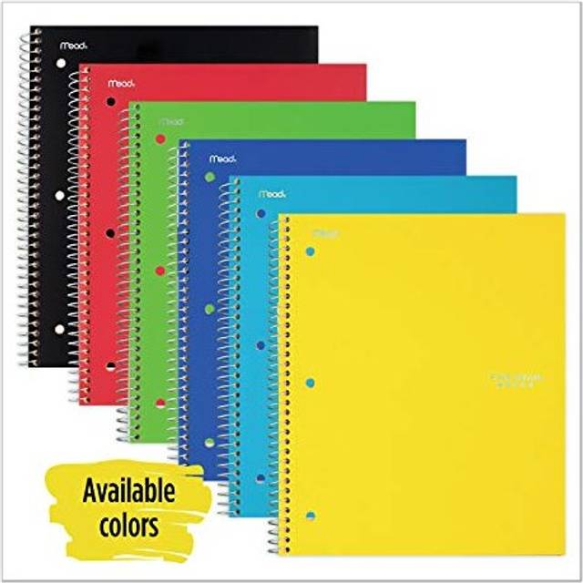 Five Star Spiral Notebook  Graph Ruled  1 Subject  8.5 x 11 Inches  100 Sheets  Assorted Colors (06190)  Pack Of 6