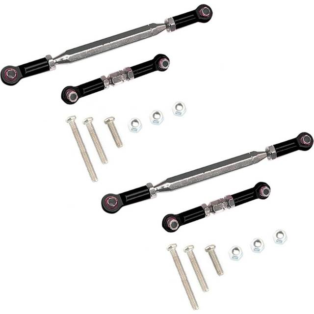 2X Metal Adjustable Steering Linkage Servo Link Pull Rod Turnbuckle for MN D90 D99 MN-90 -45 1/12 RC Car Crawler,Black