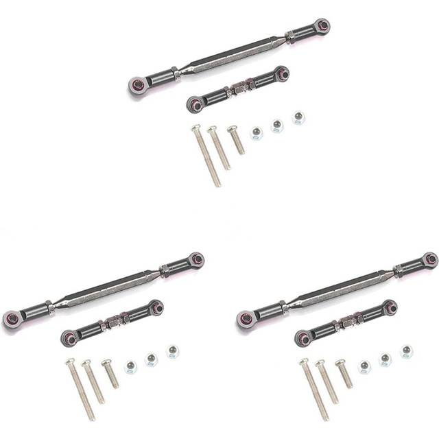 3X Metal Adjustable Steering Linkage Servo Link Pull Rod Turnbuckle for MN D90 D99 MN-90 -45 1/12 RC Car Crawler,Grey