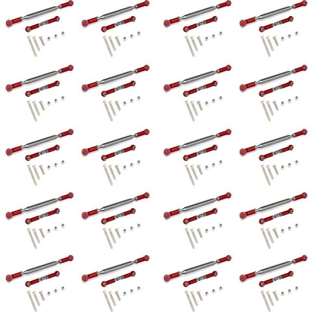 20X Metal Adjustable Steering Linkage Servo Link Pull Rod Turnbuckle for MN D90 D99 MN-90 -45 1/12 RC Car Crawler,Red