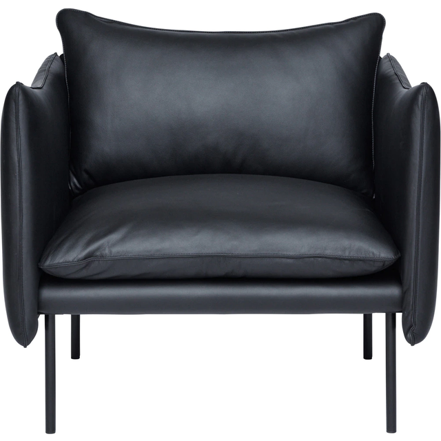 Fogia Tiki Fåtölj L W:86 Cm Svarta Ben / Skinn Elmosoft Svart - Fåtöljer Läder Svart - P-0000039332