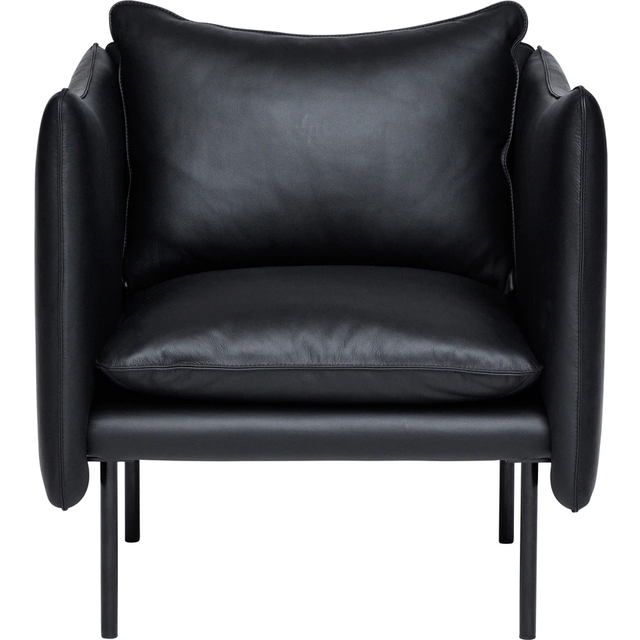Fogia Tiki Fåtölj S W:70 Cm Svarta Ben / Skinn Elmosoft Svart - Fåtöljer Läder Svart - P-0000039337