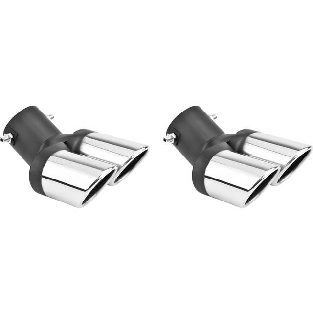 2X Car Universal 63mm Stainless Steel Dual Outlet Exhaust Pipe Muffler Tail Throat Muffler Tip Pipe Grilled Black