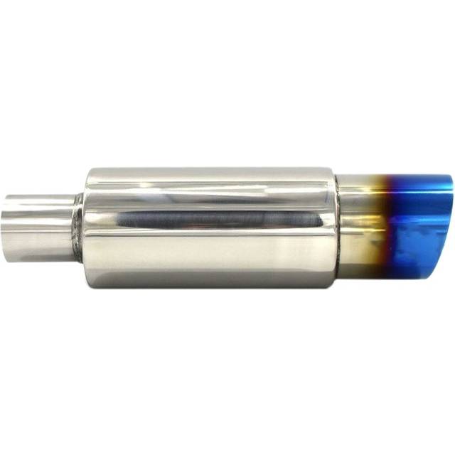 Car Universal Stainless Steel Rear Exhaust Pipe Square Muffler Tail Throat Muffler Tip Pipe 370mm Roasted Blue
