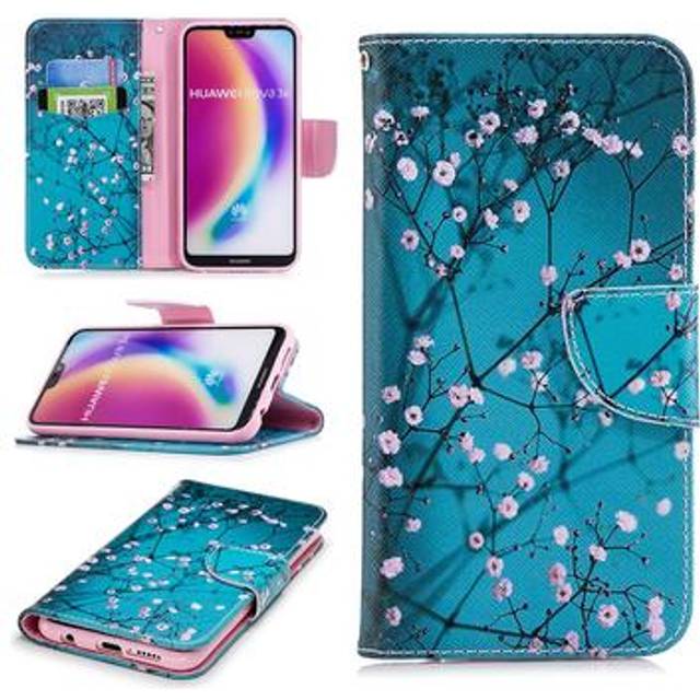Huawei P20 Lite Wonder Series Plånboksfodral - Vit Blommor