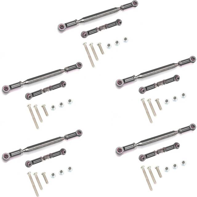 5X Metal Adjustable Steering Linkage Servo Link Pull Rod Turnbuckle for MN D90 D99 MN-90 -45 1/12 RC Car Crawler,Grey
