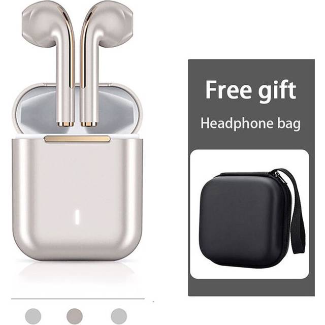 (a-gold with bag) New J18 TWS Wireless Bluetooth Headset HIFI In Ear Headphones Sports Gaming Earphone Music Tech Earbuds For Iphone Xiaomi Huawei
