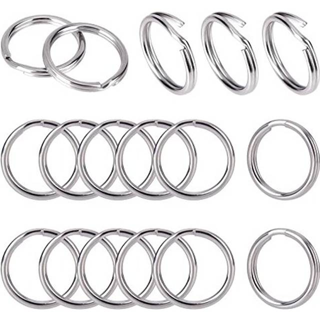 50pcs 304 Stainless Steel Split Keyring Rings 20mm Keychain Metal Rings for Keyrings Car Home Keys Organization Dog Collar Tags Arts Crafts Lanyards