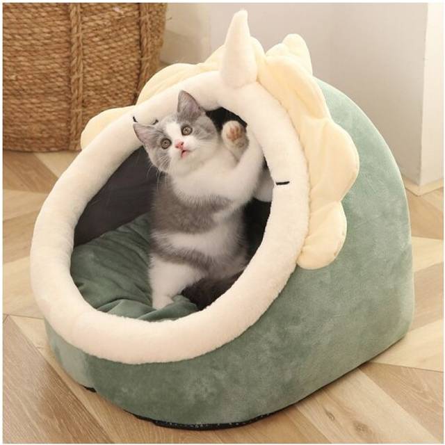 (Light green) Deep Sleep Cat Bed Warm Pet Basket Cozy Cat House Kitten Lounger Cushion Cat Nesk Tent Very Soft Small Dog Mat Bag Cave Cats Bed