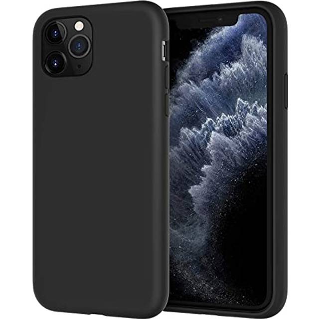 JETech Silikonskal för iPhone 11 Pro Max 6,5 Tums, Silky Soft Touch Skal med Hela Kroppen, Stötsäker Case med Mikrofiberfoder (Svart)