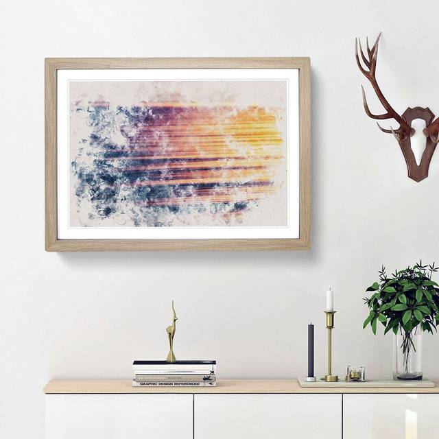 Calming Ocean Watercolour - Oak Framed (36cm H x 48cm W x 2cm D)