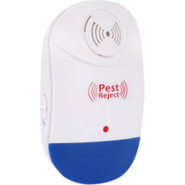 Electronic Ultrasonic Mosquito Rat Pest Control Repeller with LED Light, US Plug (White+Blue)