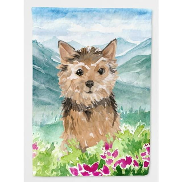 Caroline's Treasures CK1971CHF Mountian Flowers Norwich Terrier Flag Canvas House Size  Multicolor