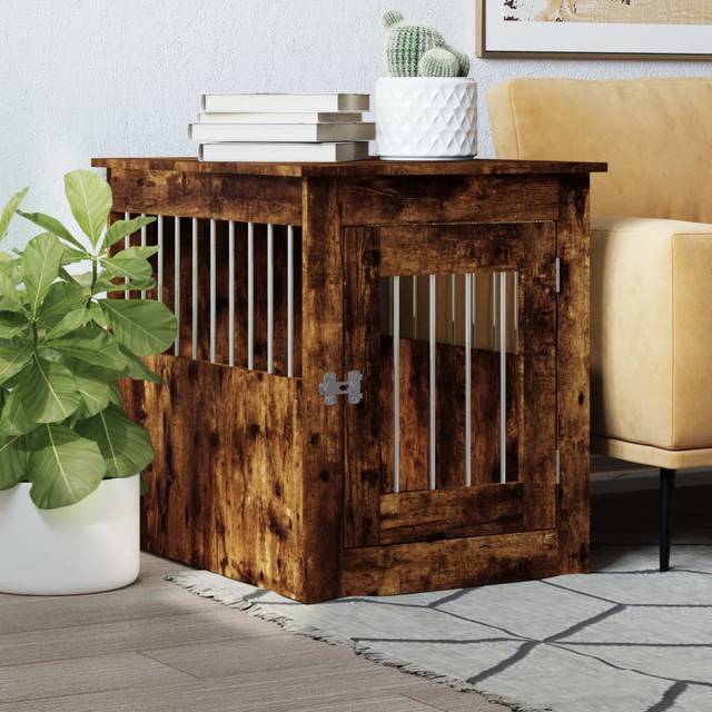 vidaXL Dog Crate Furniture Smoked Oak 55x75x65 cm Engineered Wood - Brown