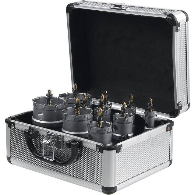 10Pcs 16-53mm Carbide Tip TCT Drill Bit Hole Saw Cutter Kit Stainless Steel Hexagon Wrench With Storage Box