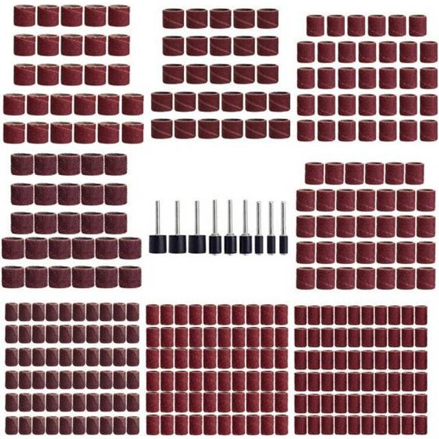 319pcs 3/8 1/4 1/2 Inch Sanding Bands Drums Sleeves 60 120 320 Grit Sanding Drum
