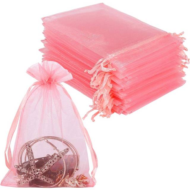 YQL Organza Bags 4x6 100PcS Blush Pink gift Favor Bags Mesh Fruit Prot