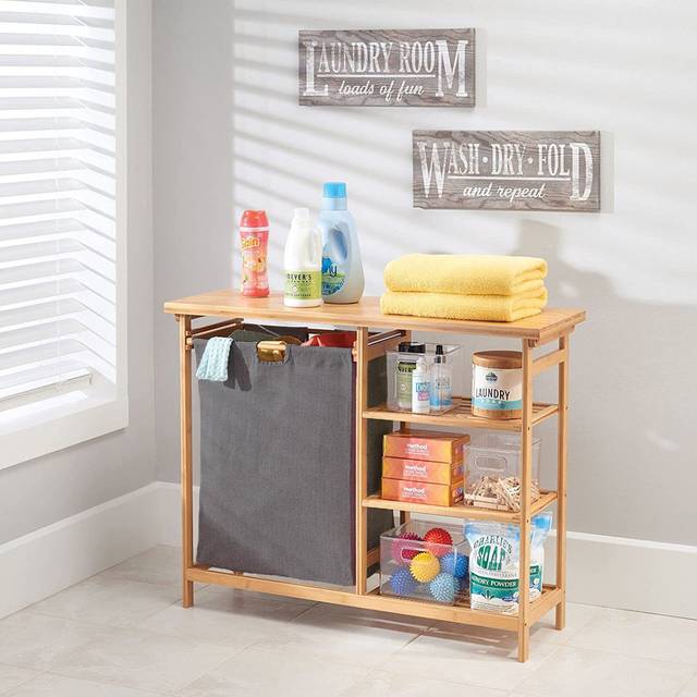 Happer Bamboo Laundry Storage and Hamper Organizer