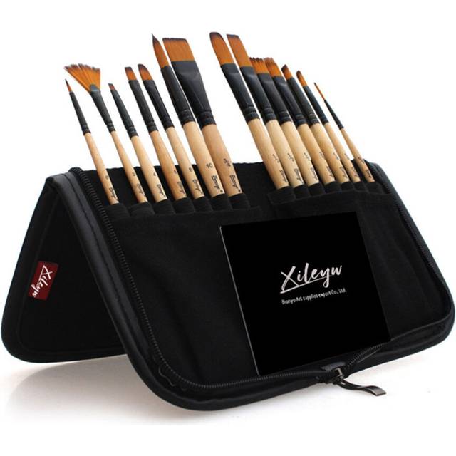 14pcs Watercolor Brushes with Pencil Case Acrylic Paint Brush for School Artists Painting Drawing Paintbrushes Set