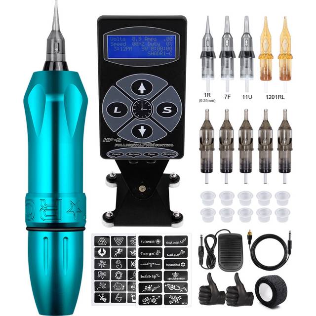 Rocket Tattoo Machine Set Rotary Tattoo Machine Pen with Cartridges Needles Permanent Makeup Tattoo Body Art