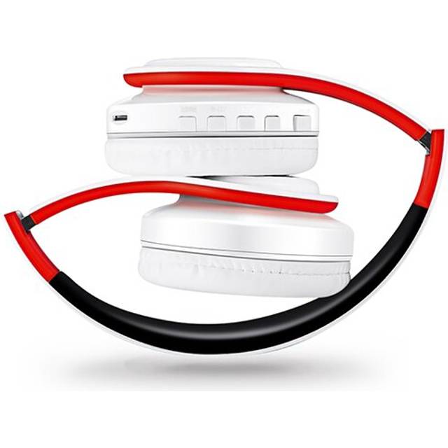 (a-White Red) Best Headphones Wireless  Earphones with Microphone Digital Stereo Bluetooth Headset Card MP3 Player FM Radio Music for All