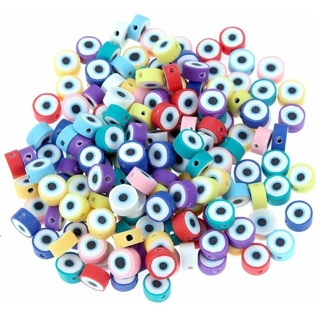 100pcs colorful Evil Eye Polymer clay 10mm Spacer Beads for Women girl